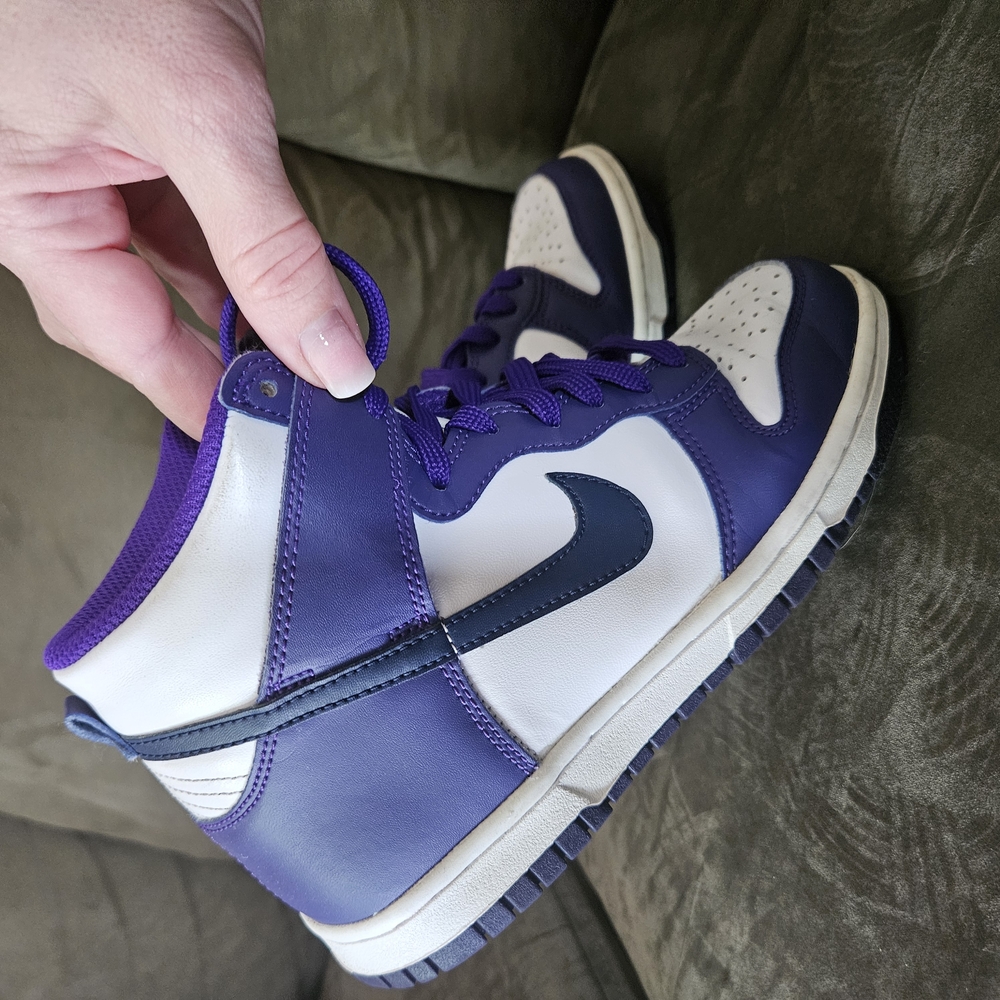Nike Purple and White Sneakers High-Top Design